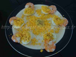 oeuf mimosa et crevettes